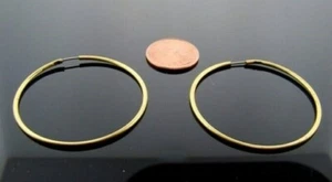 12 VINTAGE BRASS ROUND 41mm. THIN HOOP LOOP EARRINGS V868 - Picture 1 of 1