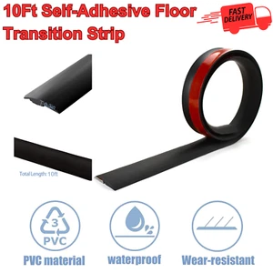 10Ft Self-Adhesive Floor Transition Strip, Carpet Edge Trim for Thresholds,Black - Picture 1 of 8