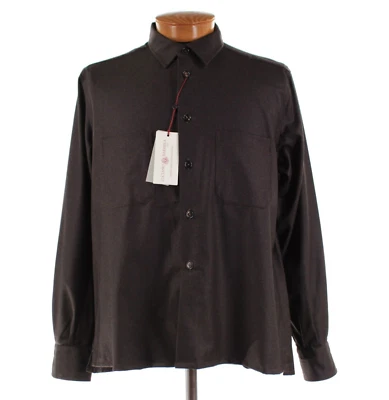 Luciano Barbera NWT 100% Wool Overshirt Size Large In Brown Melange - Image 1 of 4