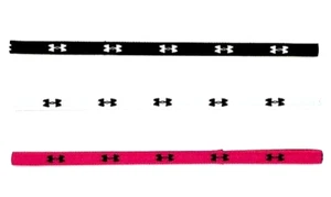3 New Under Armour Womans Elastic Headbands - Black - White - Pink - Gym Workout - Picture 1 of 1