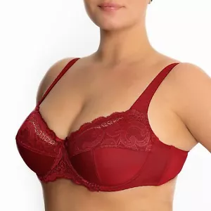 34-48C-H I J K Cup Plus Size Underwire Full Coverage Bra Wide Strap Unlined Sexy - Picture 1 of 7