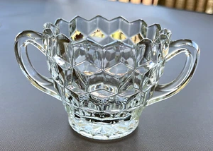 Colony Whitehall Clear Open Sugar Bowl, Cubist 3" Tall, Fostoria American - Picture 1 of 10