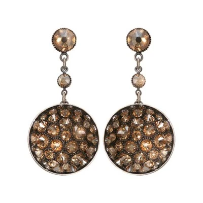 Konplott Orecchini Pendenti Orchid Hybrid Beige Cristallo Golden Shadow Argento - Immagine 1 di 2