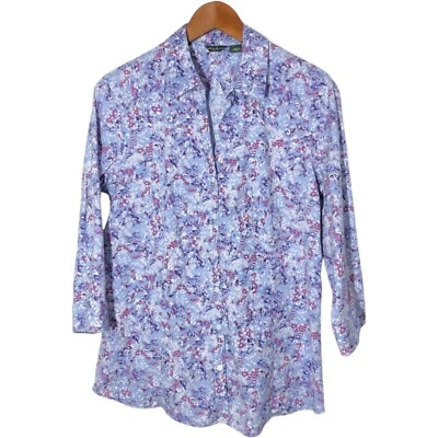 Camisa Floral Eddie Bauer Petite Mujer Talla PL Elastizada Negocios Informal Trabajo Foto 1 de 4
