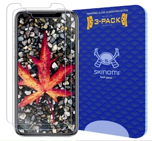 Skinomi Tempered Glass Screen Protector iPhone X iPhone 11 Pro iPhone Xs 3-Pack - Picture 1 of 6