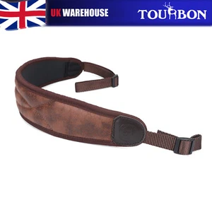 TOURBON PU Leather Gun Sling Rifle Strap Adjustable Shotgun Belt Padded Hunting - Picture 1 of 22