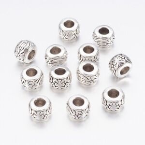 100 pcs Tibetan Silver Rondelle Antique Silver Beads For Jewelry Making 8x5.5mm