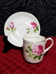Taza y platillo Clarence Bone China England rosa Demitasse - Imagen 1 de 8