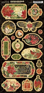 *RETIRED* Graphic45 WARM WISHES (23PC) CHIPBOARD ACCENTS scrapbooking CHRISTMAS - Picture 1 of 1
