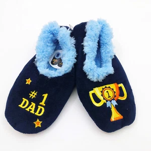 Snoozies Men's #1 DAD Slippers Medium 9/10 Navy Blue Non Skid Soles - Picture 1 of 6
