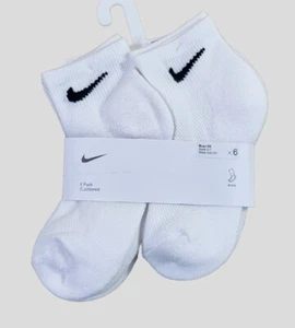 NIKE Boys Socks Ankle Cushioned School Kids 6 Pair Shoe Size 10C-3Y White - Picture 1 of 6