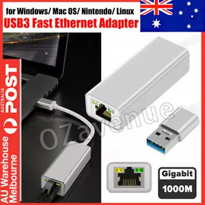 USB 3.0 to Gigabit RJ45 Ethernet LAN Network Adapter 1000Mbps For PC Laptop Mac - Picture 1 of 10