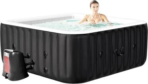SLSY Square 6 Person Inflatable Hot Tub Spa with 130AirJets and Insulated Cover - Picture 1 of 17