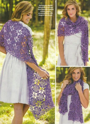 Elegante Mantón de Encaje Amatista Crochet PATRÓN INSTRUCCIONES de una revista Foto 1 de 2