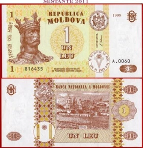 Moldavia 1 LEU 1999 Serie A0060 P 8d UNC envío gratuito desde 100 USD - Imagen 1 de 3