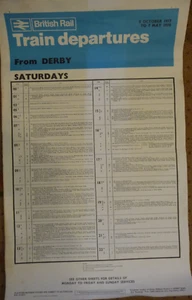 British Rail TIMETABLE departures DERBY SATURDAYS 8 OCTOBER 1977 TO 7 MAY 1978 - Picture 1 of 2