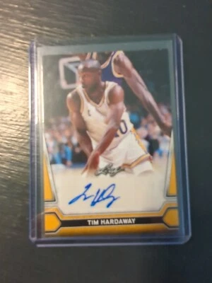 2021 Leaf Tim Hardaway blue ink AUTO Warriors NBA HOF UTEP Legend  - Image 1 of 2