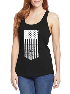 Womens Racer Back Tank Top Punisher Shield Flag Graphic Print Sleeveless Tee - Picture 1 of 26