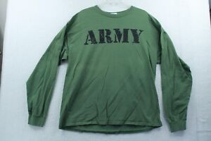 Army Green Mens Long Sleeve Graphic T Shirt Size XL