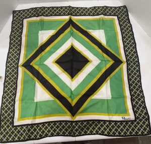 Sciarpa quadrata classica mod vintage Paoli retrò anni 60 70 verde marrone - Foto 1 di 2