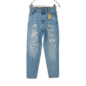 Pantalones de mezclilla rasgados para mamá Levi's azules tiro alto relajados calce cónico W27 L27 - Imagen 1 de 14