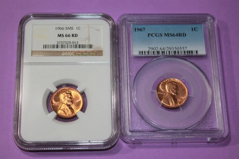1966 NGC MS66RD & 1967 PCGS MS64RD 1C Cover