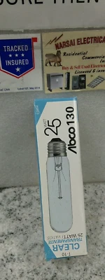 ABCO 130   25WATT 130V   T-10 CLEAR TRANSPARENTE 03894 STANDARD BASE(L29LOBBY - Image 1 of 4