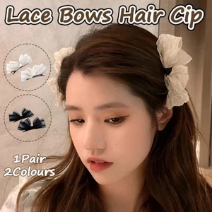 Lace Hair Clips 2PCS Bow Knot Design Women Hairpin Side Barrettes Party Wear AU - Picture 1 of 14