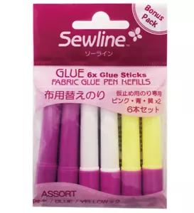 Sewline Multi Refill for Glue Pen - 6 pack Fabrics Quilting Notion Water Soluble - Picture 1 of 1