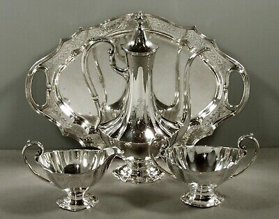 Reed & Barton  Sterling Tea Set    C1940 HAND DECORATED • 625$