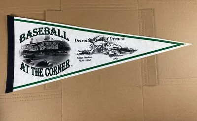 Vintage Detroit Tigers Stadium Baseball At The Corner Felt Pennant Since 1896 - Image 1 of 4