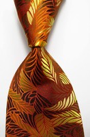 New Classic Floral Yellow Brown Orange JACQUARD WOVEN Silk Men's Tie Necktie