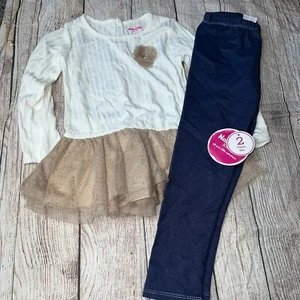 Nanette Kids Size 6 Girls Ruffle Gold Ivory Long sleeve Outfit NEW - Picture 1 of 1