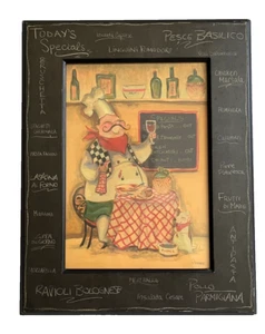 Fat Italian Chef w/Wine Today's Special Menu Border Wall Art Framed Picture - Picture 1 of 9