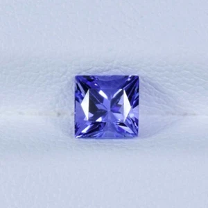 0.77 ct LUSTROUS BLUE OF PRINCESS NATURAL TANZANITE - 5 mm Square Gemstone Video - Picture 1 of 2