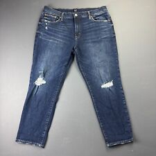 Gap Jeans Womens 14/32 Regular, Girlfriend Distressed Medium Wash Blue Denim