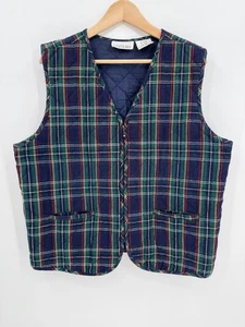 Chaleco acolchado vintage Casey & Max para mujer tartán a cuadros con cremallera talla XL vacaciones - Imagen 1 de 8