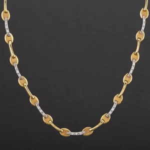 Second Hand 18ct Two Colour Gold Diamond 16 Inch Fancy Necklace 4504035 - Picture 1 of 2