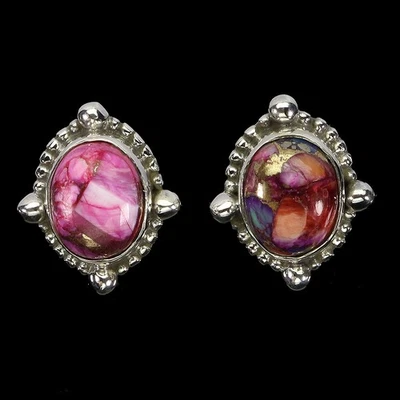 Pendientes de plata de ley 925 ovalados Kingman turquesa 9x7 mm joyas de piedras preciosas Foto 1 de 4