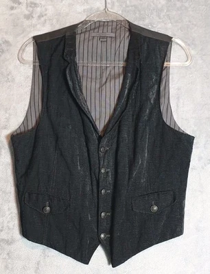 John Varvatos Black Velvet Waistcoat Vest UK S/M / EU 48 Formal Made In Italy - Image 1 of 4