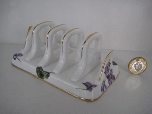 HAMMERSLEY FINE BONE CHINA SMALL TOAST RACK ORNAMENTAL VICTORIAN VIOLETS DESIGN - Picture 1 of 12