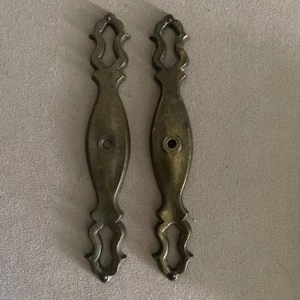 2 Vintage Door Strike Plate, Brass, 5 1/2” - Picture 1 of 6