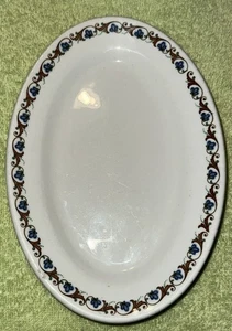 Plato para servir pequeño ovalado Mayer China patrón de Ceilán azul marrón marfil - Imagen 1 de 6