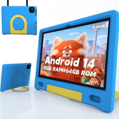 Kids Tablet with Strap, Android 14 Tablet for Kids 10 Inch, Toddler Tablets Octa - Image 1 of 4