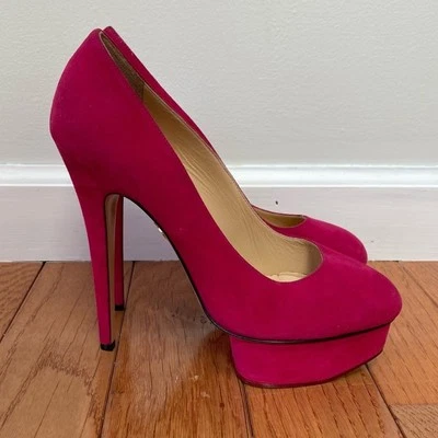 Charlotte Olympia Dolly Tacones Plataforma Rosa Gamuza Talla 40 Foto 1 de 4