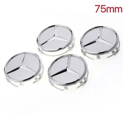 4PCS 75mm Wheel Center Hub Caps AMG WREATH Fit For Mercedes/Benz Silver/Chrome - Imagem 1 de 4
