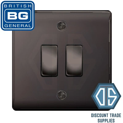 BG Nexus Black Nickel 2 Gang Intermediate Light Switch Custom Grid Switch