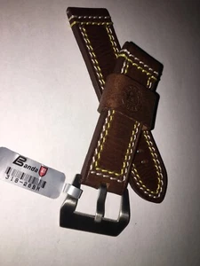 Banda, Enzo Stripe Cowboy Brown, 318-26BR, 26mm, Genuine Leather, Dbl Stitched - Picture 1 of 11