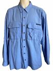 Men EX OFFICIO XL Outdoor Fishing Shirt H/LPockets ButtonUp Tab LS, Vented Blue,