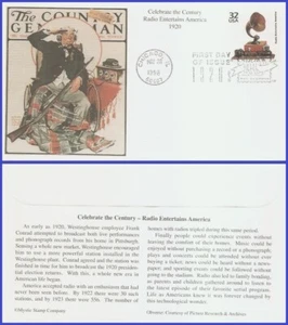 USA3 #3184i U/A MYSTIC FDC   1920 Radio Entertains America - Picture 1 of 1